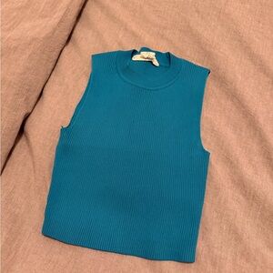 Turquoise Ribbed Knit Top. 

Runs small and tight. XS

NEVER WORN